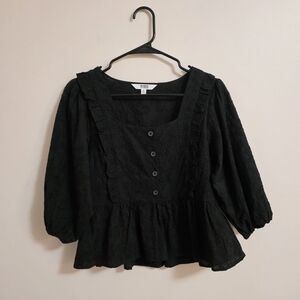 BB Dakota Black Ruffled Blouse